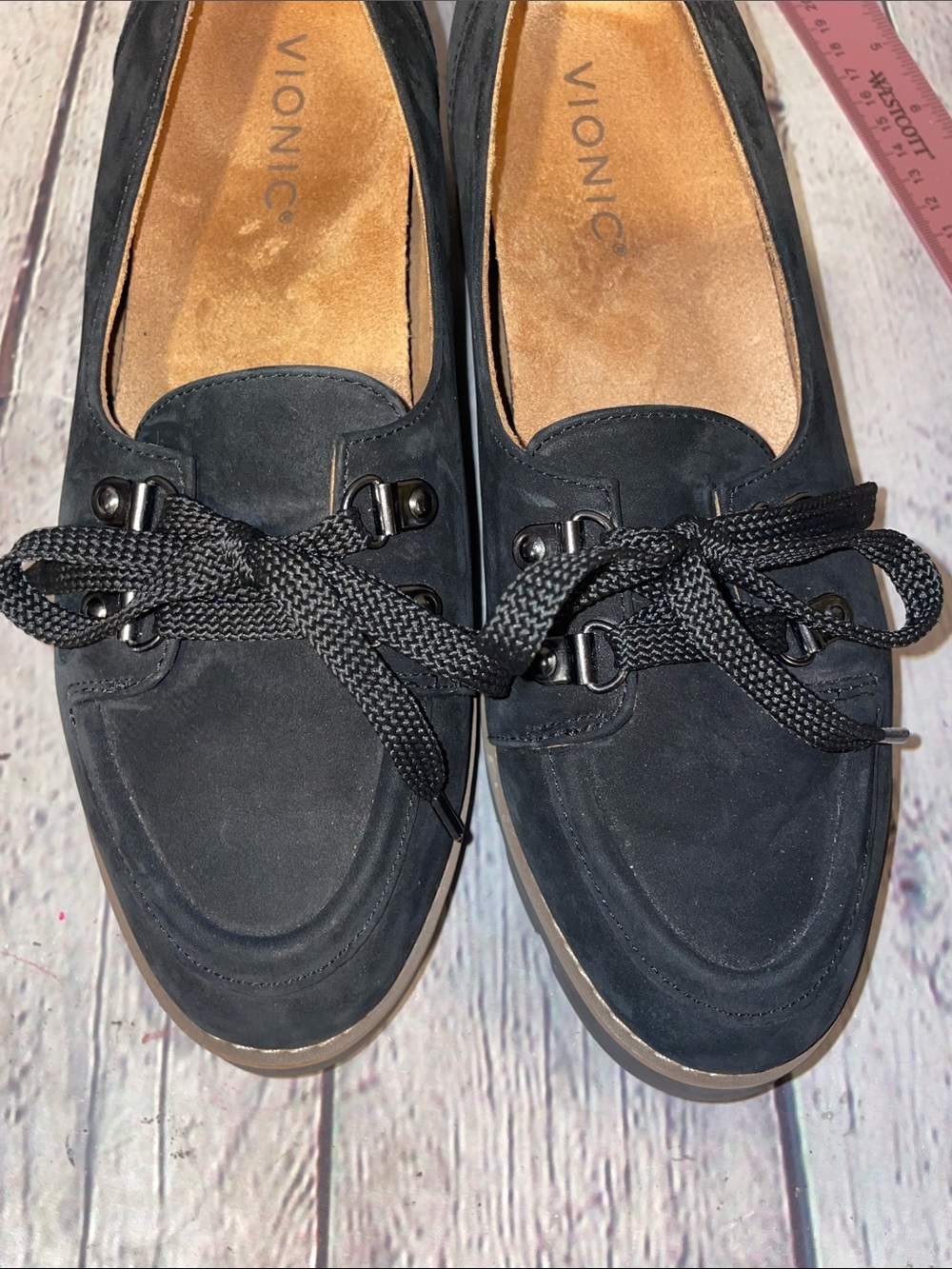 Vionic Black Lace-Up Chunky Loafers • Sz 7 - Picture 8 of 10